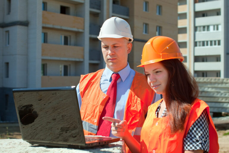 builders works at construction site