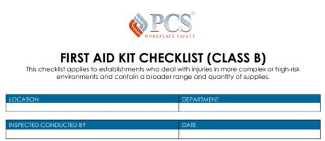 first aid checklist class b